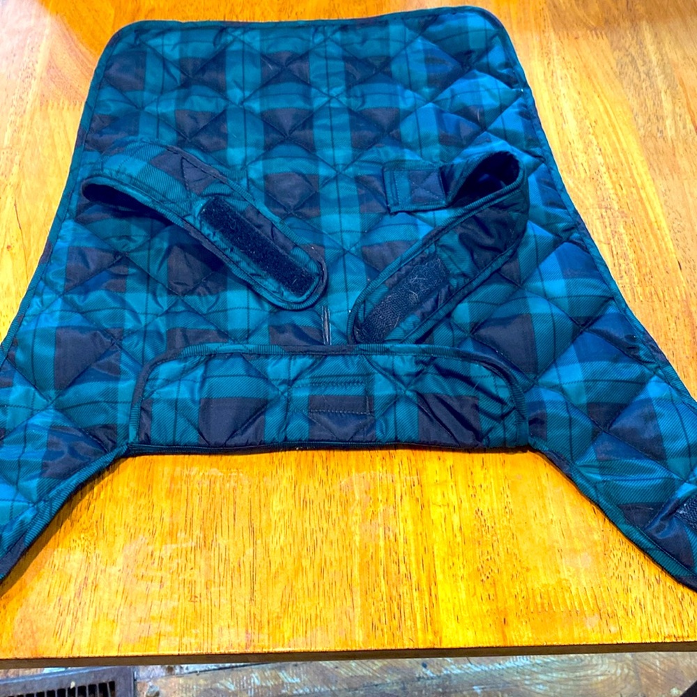 3/$15. Dog quilted coat in blackwatch plaid